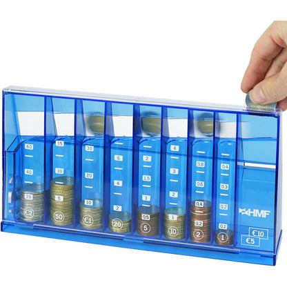 268893 - HMF 4710-05 Kutia e Parave Euro, Ndarëse Monedhash 24.0 x 5.0 x 12.0 cm, Blu