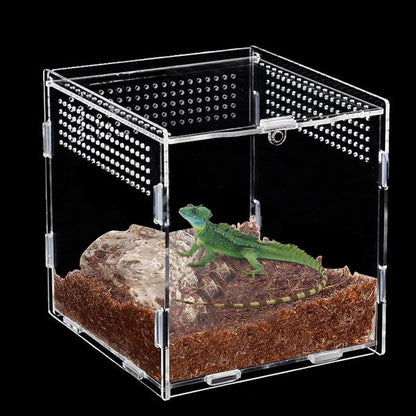 216655 - ZYIPHOR Terrarium me Shkop Insekti, Kuti Ushqimi për Insektet, 15x15x15cm