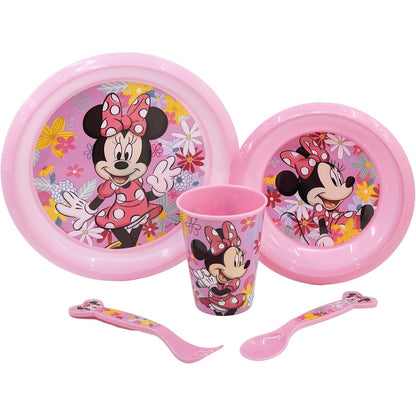253507 - SET 4 PJATËSH PËR FËMIJË - PJATË, TAS, GOTË 260ML DHE TAKAMERA - PA BPA - PAMJE PRANVERËSORE MINNIE MOUSE