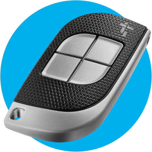 163610 - CAME TTS Telekomandë me 4 Kanale, Kod Fiks 433.92 MHz, me Funksion Vetë-Mësimi, Pajtueshme vetëm me Modelet CAME, e Zeza dhe Gri