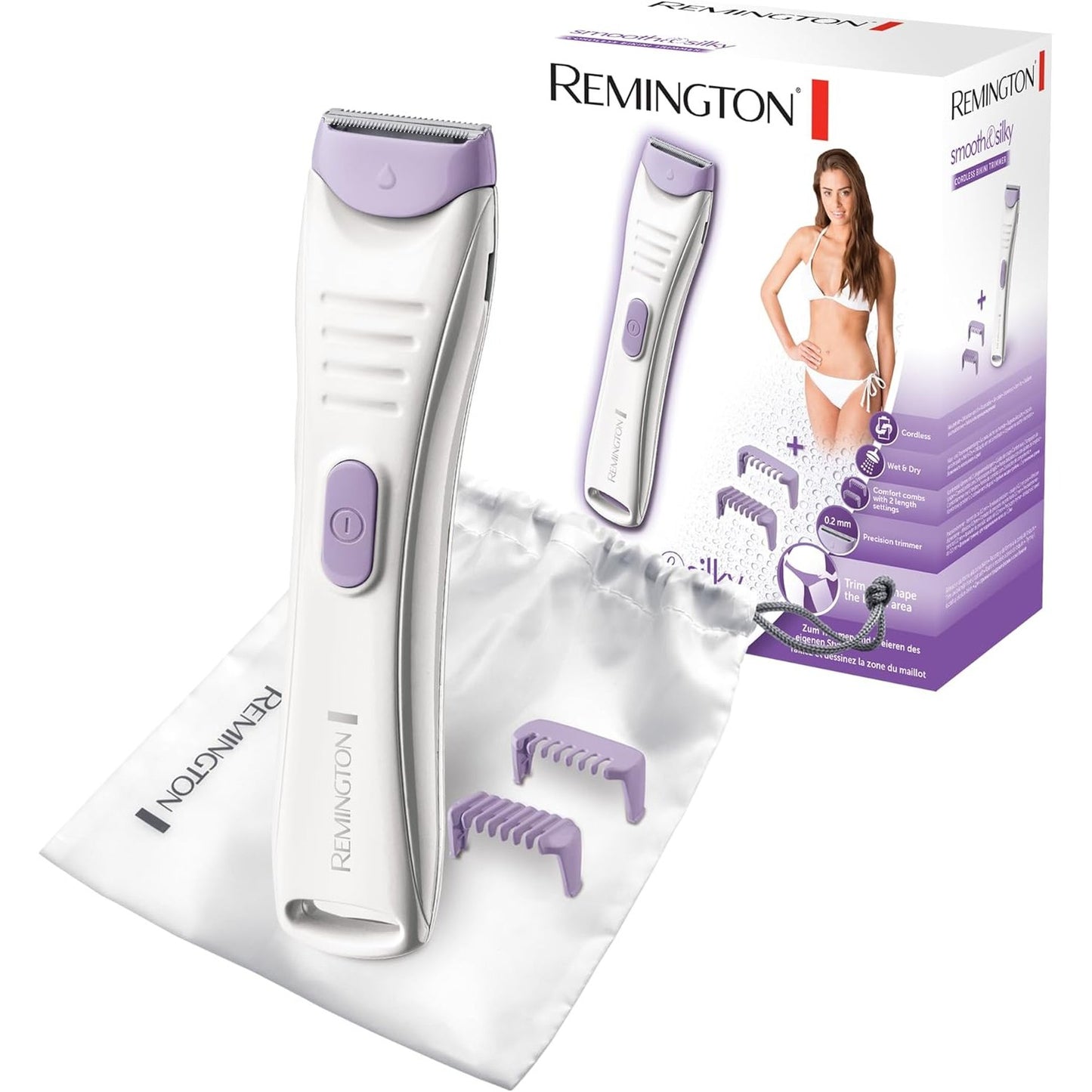 275275 - REMINGTON Makinë prerëse për bikini për femra BKT4000, e rikarikueshme, e hollë dhe e lehtë, krehër 2 dhe 4 mm, e papërshkueshme nga uji