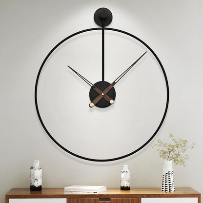 222639 - HAITANG Orë të mëdha muri, 20", moderne dekorative rustike metalike e zezë, e heshtur, pa tik-tak, me bateri, 50CM