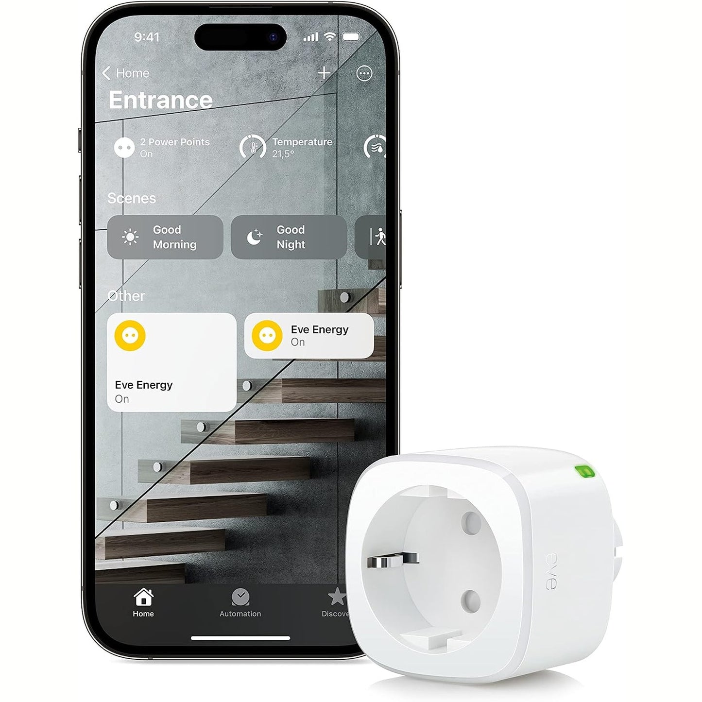 293051 - EVE ENERGY Prizë inteligjente, monitorim energjie, kontroll me aplikacion/zë, çertifikuar TÜV, funksionon me Alexa/Apple/Google/SmartThings/Home Assistant, kërkohet router Thread Border