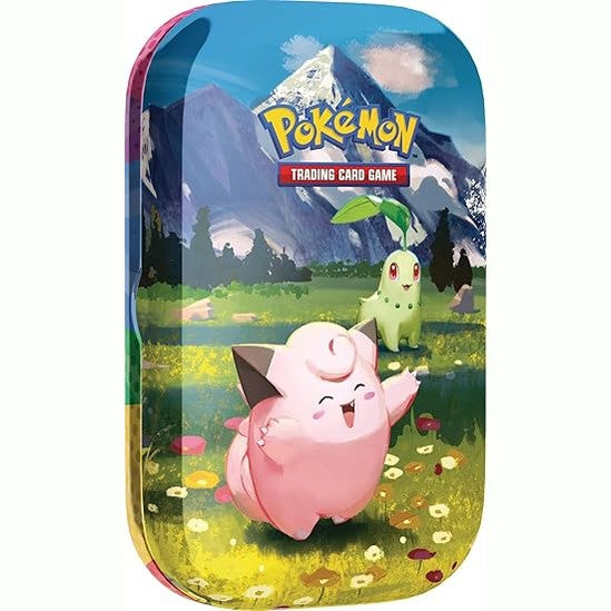 141778 - Pokémon: Mega Evolution Mini Box – Transcendent Heroes – Melofy dhe Germignon, përfshin 1 faqe me stikera, 1 kartë arti dhe 2 pako booster.