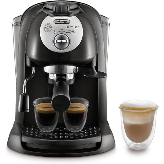 116326 - DE'LONGHI Makinë Manuale për Espresso dhe Kapuçino EC201.CD.B, Përdor Kafe të Bluar ose Kapsula ESE, Shkumëzues Klasik për Qumësht Kapuçino, Rezervuar i lëvizshëm 1.1L, Bojler prej Çeliku Inox