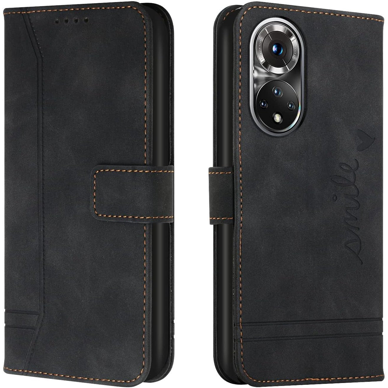 190170 - BRAVODAY Mbrojtëse për HONOR 50, Mbrojtëse prej Lëkure PU e Palosshme, Me Vend për Kartë dhe Mbështetëse, Ngjyra e Zezë