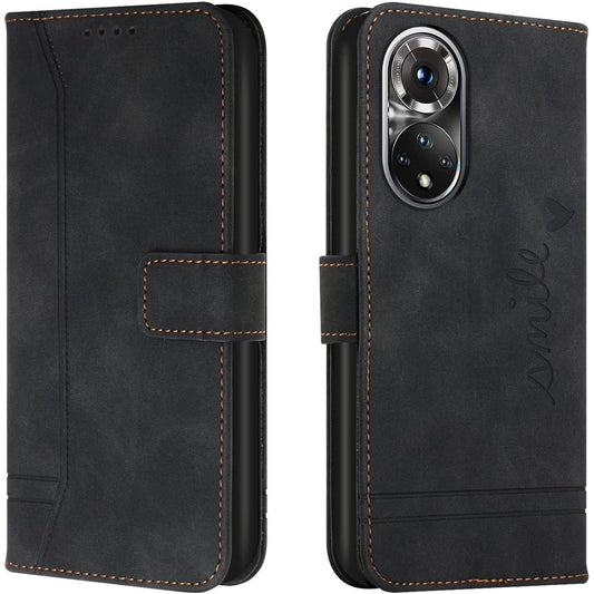 190170 - BRAVODAY Mbrojtëse për HONOR 50, Mbrojtëse prej Lëkure PU e Palosshme, Me Vend për Kartë dhe Mbështetëse, Ngjyra e Zezë