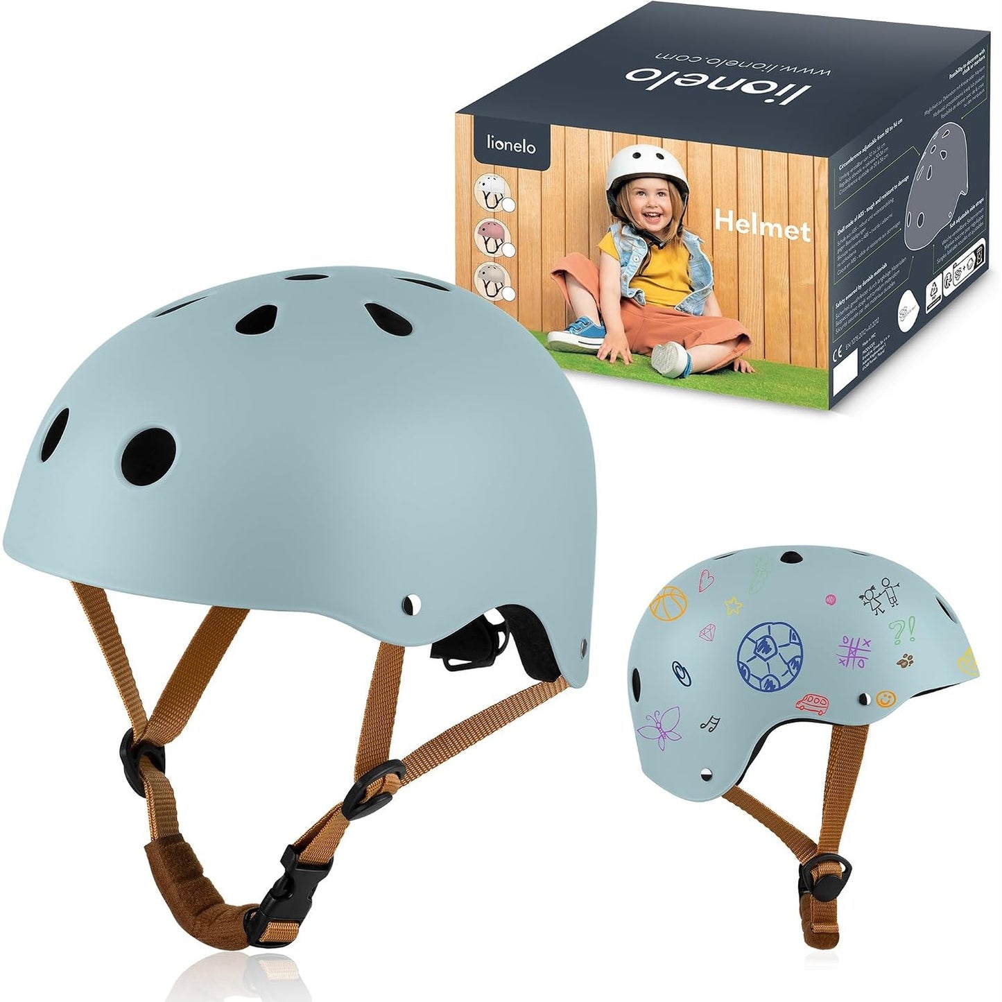 293778 - LIONELO Helmetë mbrojtëse për fëmijë, e rregullueshme 50-56 cm, me mbrojtëse mjekre, madhësia S