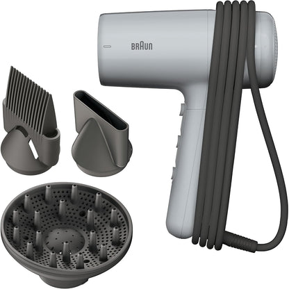 315729 - BRAUN Tharëse flokësh HD2.35, 2200 W, Teknologji IONTEC, 3 temperatura, 2 shpejtësi, me difuzor, krehër drejtues, Gri, BRHD235E