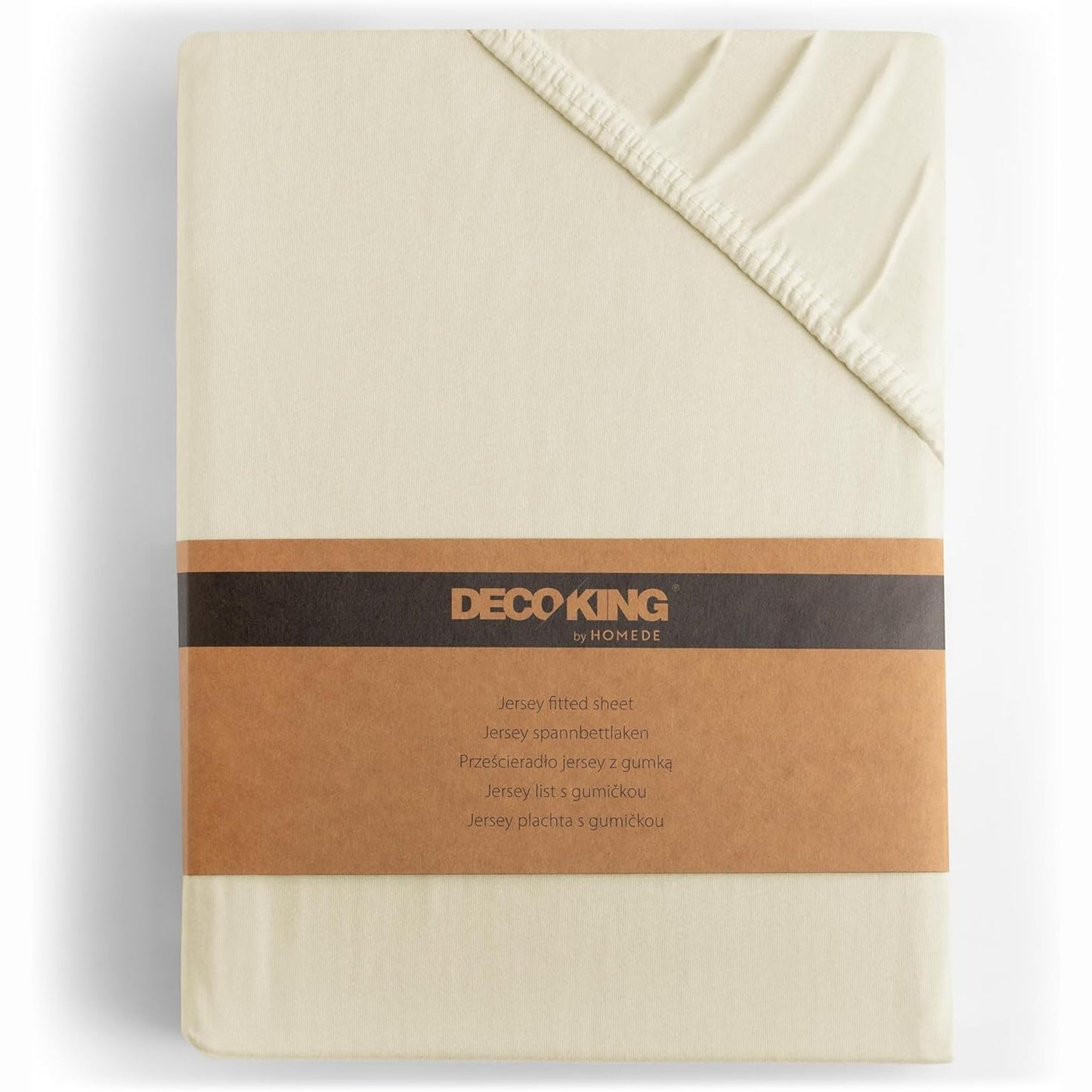 216671 - DECO KING Çarçaf me Fiksim 80x200-90x200 cm, 100% Pambuk i Krehur, Xhersi, Ngjyrë Bezhë, Amber