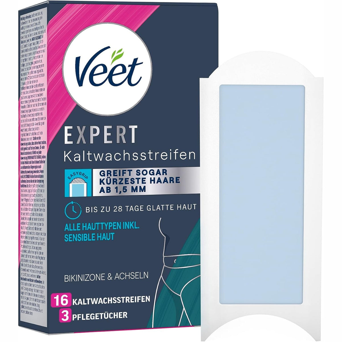 303913 - VEET Shirita Dylli të Ftohtë për Zonën e Bikinit dhe Sqetullat - 8 Shirita të Dyfishtë = 16 Shirita