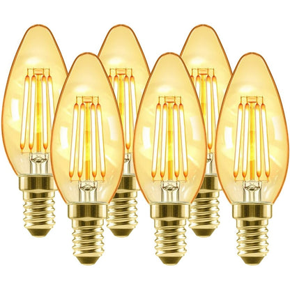 215676 - LVWIT Llambë qiriri Vintage E14, 4W 410 Lumen (zëvendëson 40 Vat), 2500K e bardhë e ngrohtë, pa errësim, pako me 6