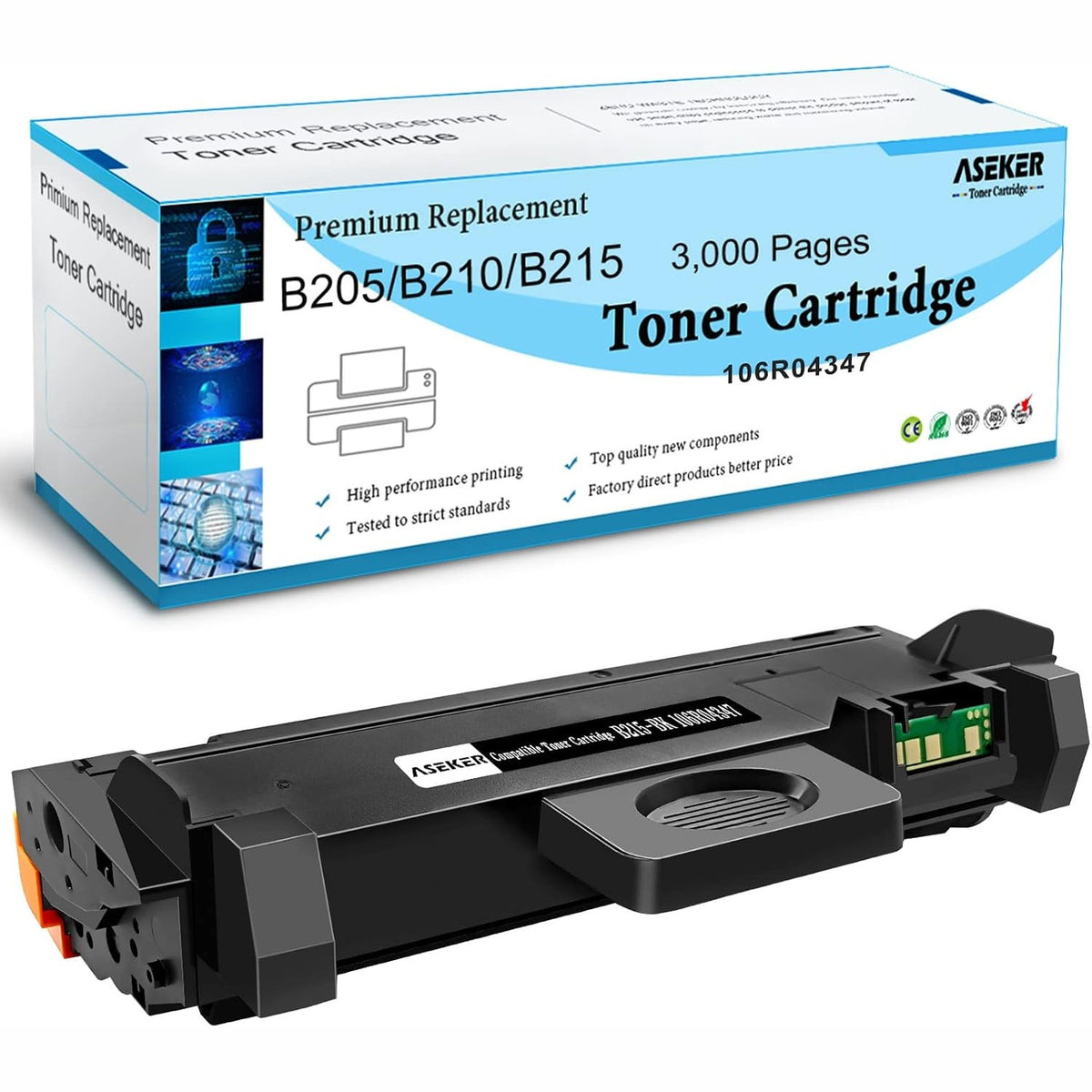 299601 - FISHEKË TONERI Kompatibël B205 B210 B215 106R04346 106R04347 Toner 3000 faqesh për Printerë Xerox B210 B210DNI B205 B205DNI B205MFP B215 B215DNI B215MFP (E Zezë, 106R04347)