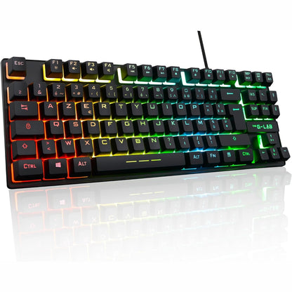 310273 - G-LAB TASTIERA E LOJËRAVE KEYZ CESIUM TKL, 87 TASTE, USB ME TEL, AZERTY FRANCEZ, NDRIÇIM LED SHUMËNGJYRËSH - TASTIERË KOMPAKTE LOJËRASH PA TASTIERË NUMERIKE PËR PC/PS4/PS5/XBOX (E ZEZË)