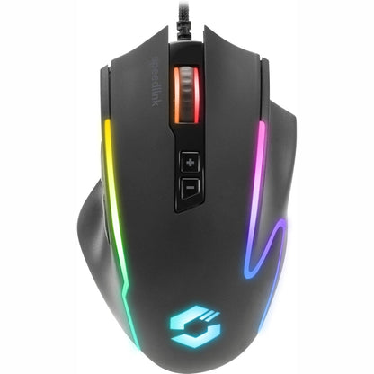 273584 - SPEEDLINK DECUS NX - Maus lojërash me tela RGB, deri në 12800 dpi, i programueshëm, buton automatik ndezjeje, me tela USB, shpejtësi sondazhi 1000 Hz, i zi