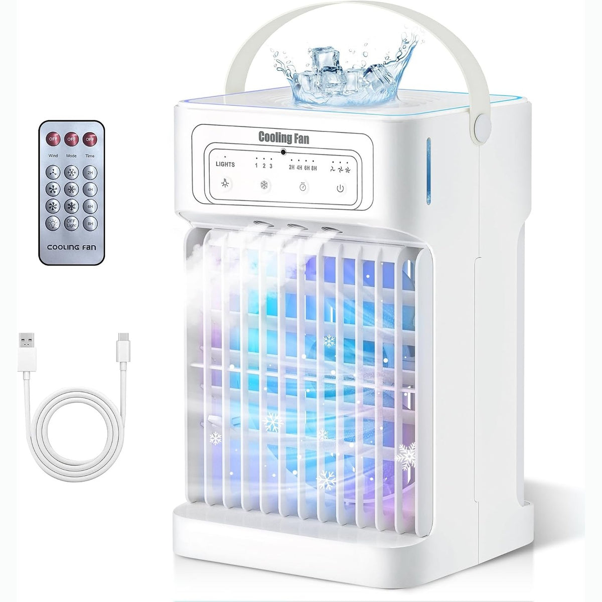 312795 - KONDICIONER Portativ 4-në-1, Ventilator me Ftohje Uji, Rezervuar Uji 1100 ml