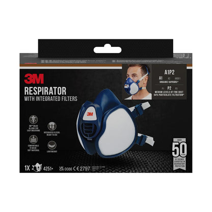 313651 - 3M Respirator me filtra të integruar 4251+, Avuj organikë A1P2