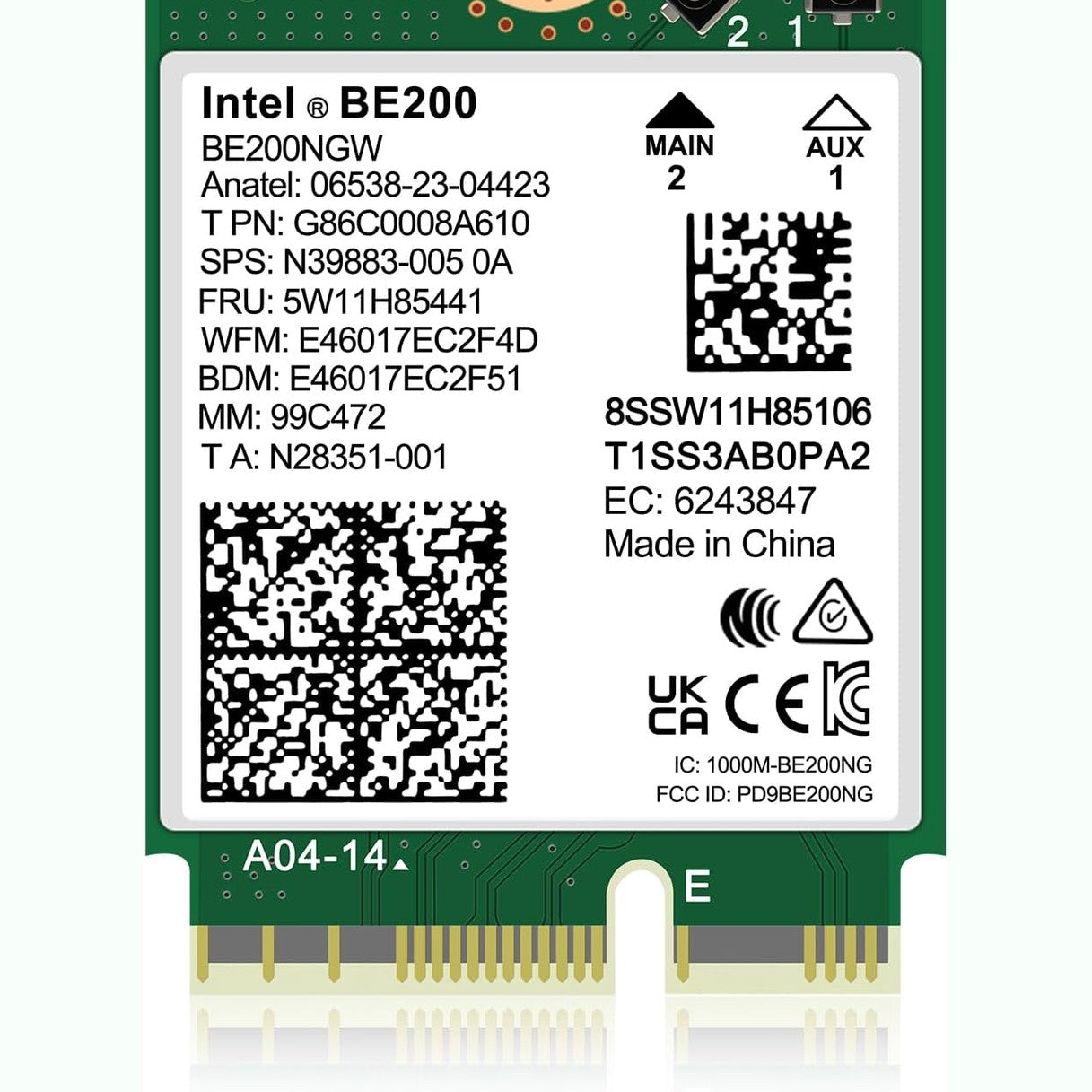276545 - INTEL BE200 NGW Kartë pa tel WiFi 7, Bluetooth 5.4, 5800Mbps M.2/NGFF, mbështet Windows 10/11 dhe Linux
