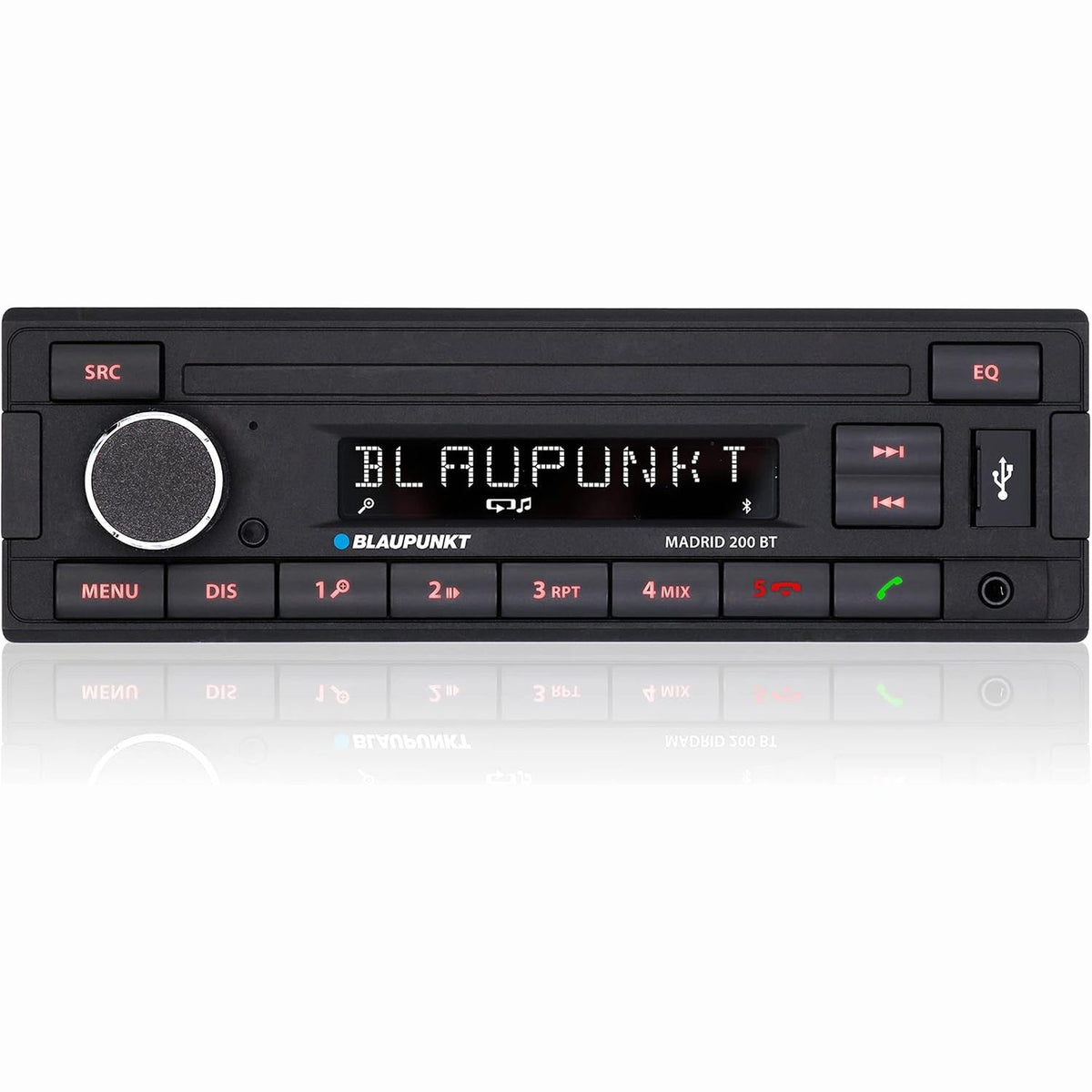 305091 - BLAUPUNKT MADRID 200 BT - Radio makine 1-DIN, Bluetooth, USB, hyrje ndihmëse, 4x40 vat, 12V