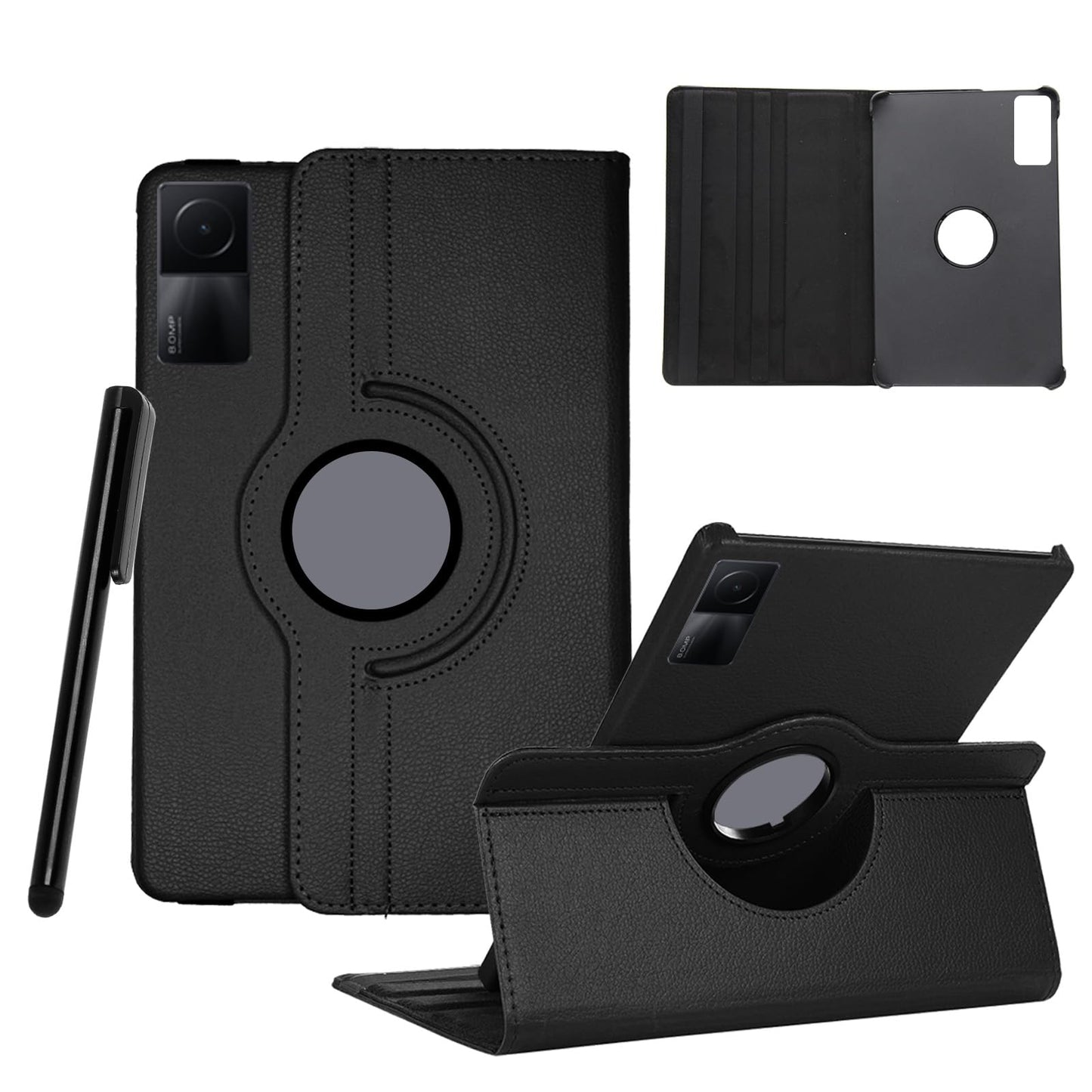269592 - Mbulesë mbrojtëse Heremore për tabletin Xiaomi Redmi Pad SE 11 inç 2023, me mbështetëse rrotulluese 360°, mbulesë mbrojtëse prej lëkure PU