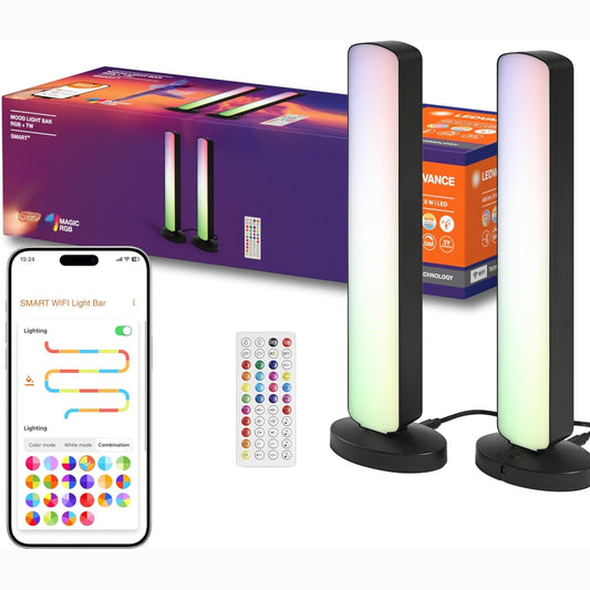 226140 - LEDVANCE Llambë dyshemeje SMART+ WIFI LED, e vogël, e zezë, 2x 2.5W, 2x 480lm, dritë e bardhë dhe me ngjyra e rregullueshme, 2700-6500K, jetëgjatësi e gjatë, kontrollueshme nga aplikacioni