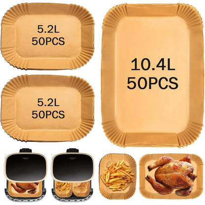 257040 - LETËR PIKEJKE PËR SKUQËSE ME AJËR, 150 COPË PËR SIRTARIN NINJA FLEX ME DY ZONA AF500EU 10.4L, MBULESA LETRE TË DISPONUESHME PËR AKSESORË TË SKUQËSES ME AJËR PËR NINJA AF500EU, CECOTEC 9000 9L, MBULESA LETRE PËR SKUQËSE ME AJËR