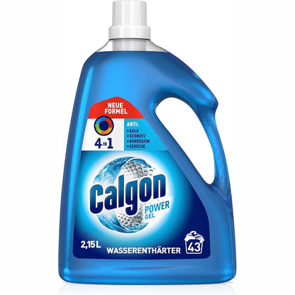 303318 - CALGON 4-NË-1 POWER GEL - 2.15 L, Efektiv Kundër Gëlqeres, Papastërtisë, Aromave dhe Korrozionit, Zbutës Mbrojtës Uji për Lavatriçe
