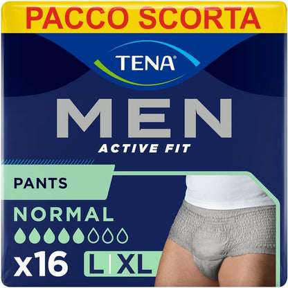297193 - TENA MEN Pantallona Bokser Thithëse, Madhësia L/XL, 16 copë, për rrjedhje urinare, Ngjyrë Gri