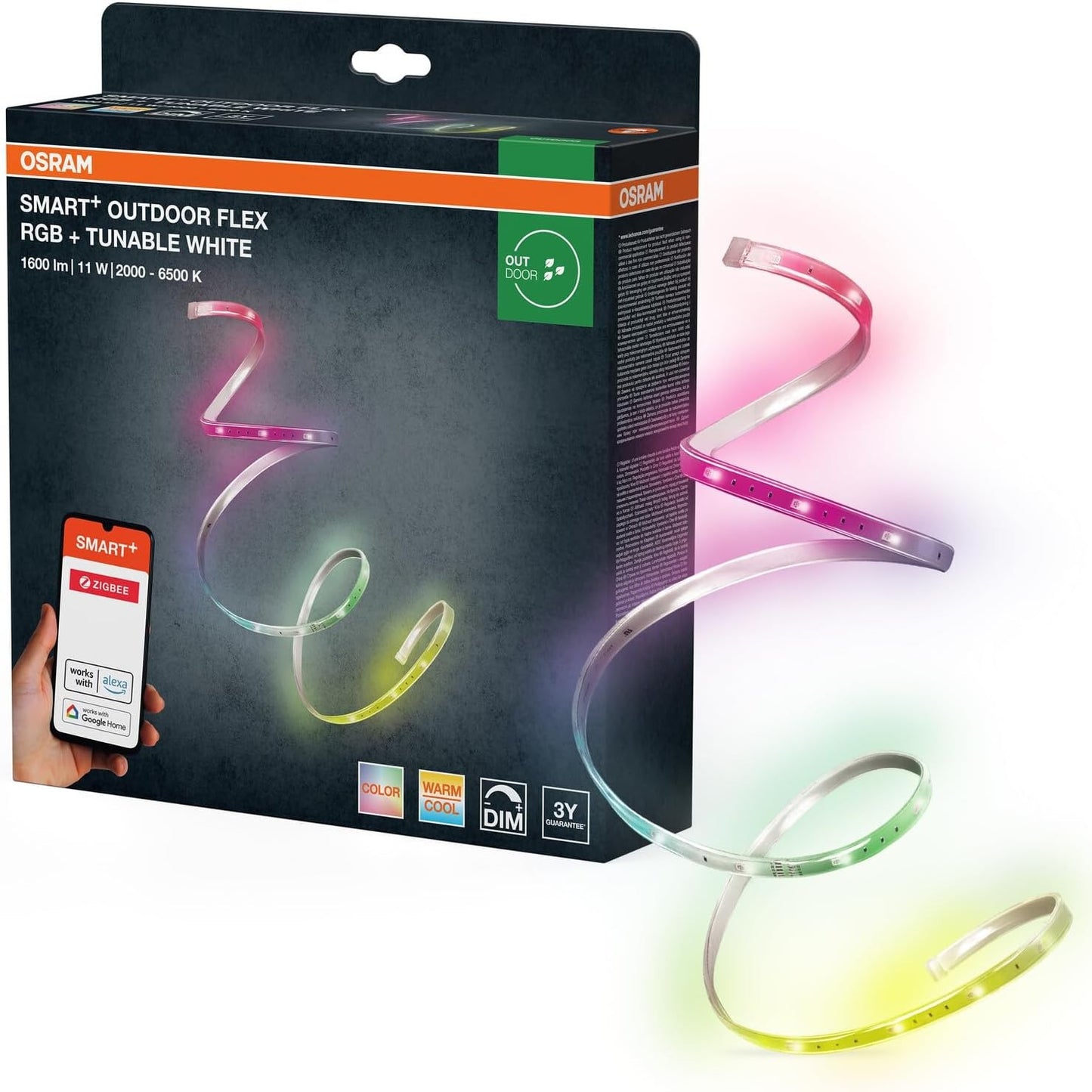 221159 - OSRAM Shirita LED fleksibël për jashtë SMART+ Zigbee, errësim RGBW, silikon transparent, mbrojtje IP65(nuk perfshihet kabllo).