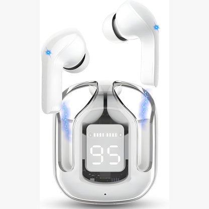 268715 - MARKHVEN - Kufje Bluetooth pa tel, Bluetooth 5.3, karikim i shpejtë USB-C, 4 mikrofonë me anulim zhurme ENC, ekran i papërshkueshëm nga uji/LED - i bardhë