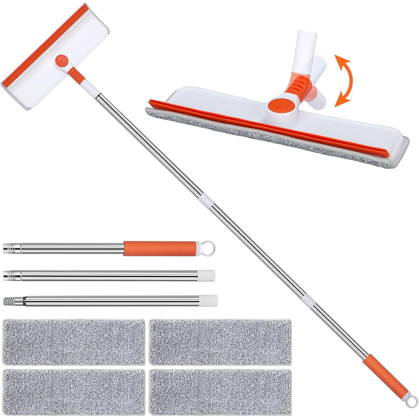 256955 - ALYVISUN - Shërbyese për dritare me dorezë teleskopike [132 cm], Kit profesional 2 në 1 për pastrimin e dritareve