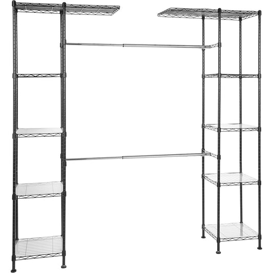 187097 - AMAZON BASICS Organizues i Zgjerueshëm për Dollap - i Zi, Dimensionet 144.8 - 203.2 x 35.6 x 182.9 cm