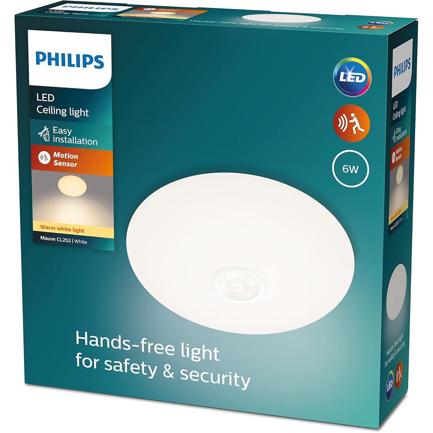 214472 - PHILIPS Llambë tavani me detektor lëvizjeje, 6W, 2700K, e bardhë