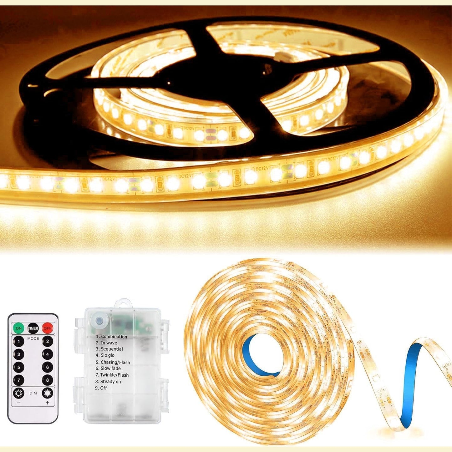 228625 - ZeiLaBang Shirit LED, 4M, me Bateri, 8 Mënyra, me Kohëmatës