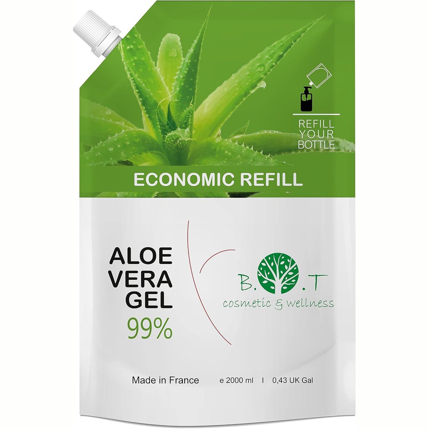 321219 - XHEL ALOE VERA - i Pastër, Organik, për Fytyrën, Trupin dhe Flokët, 2000 ml