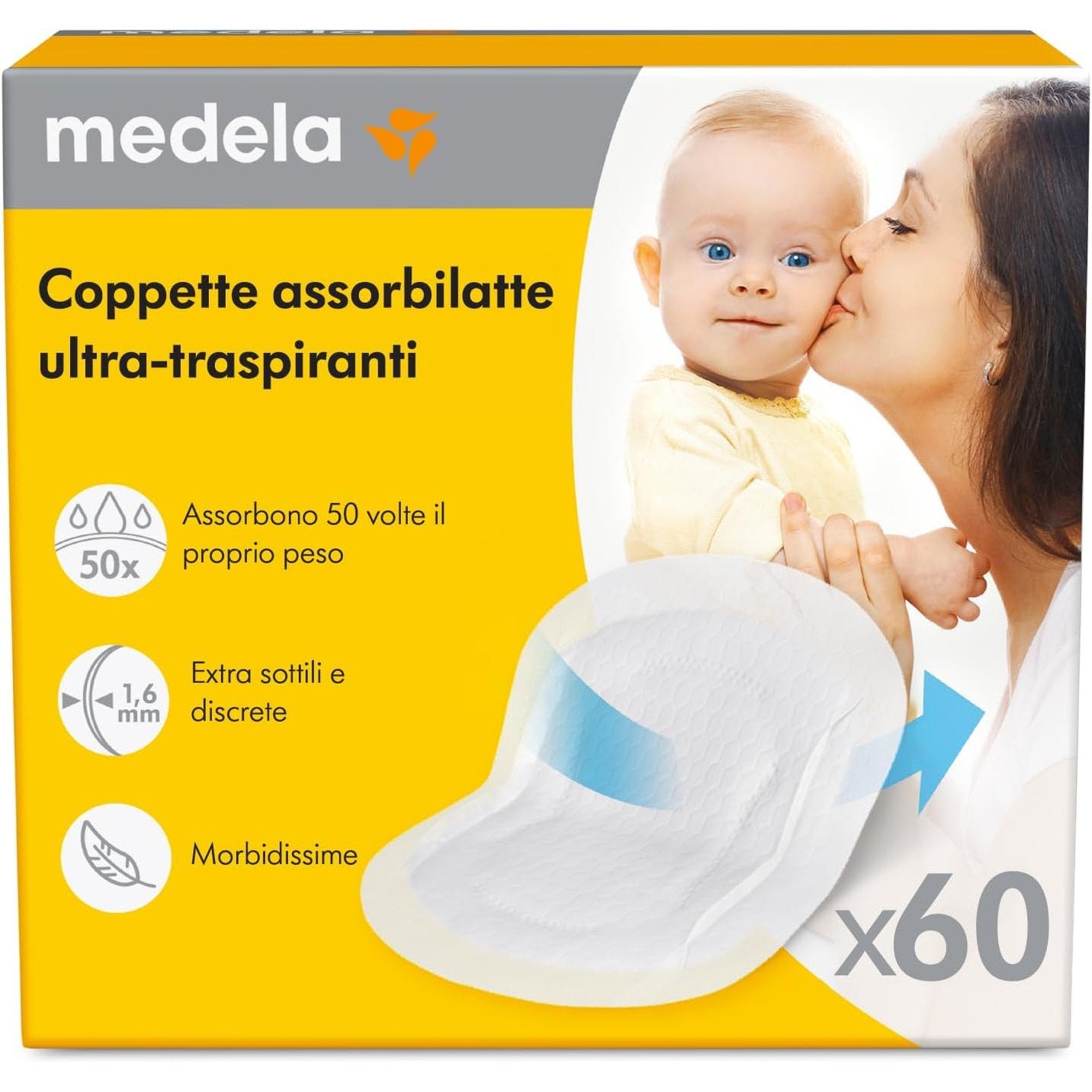 321952 - MEDELA - Jastëkë gjiri Ultra të frymëmarrshëm, shumë thithës, dizajn diskret për rehati të lartë, pako me 60 copë