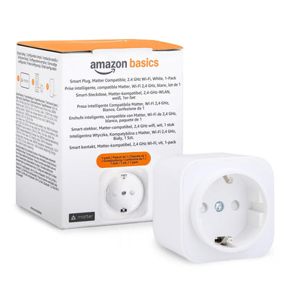 322500 - AMAZON BASICS Prizë inteligjente, e pajtueshme me Matter, Amazon Alexa, Google Home, Apple HomeKit, Wi-Fi 2.4 GHz, e bardhë, pako me 1