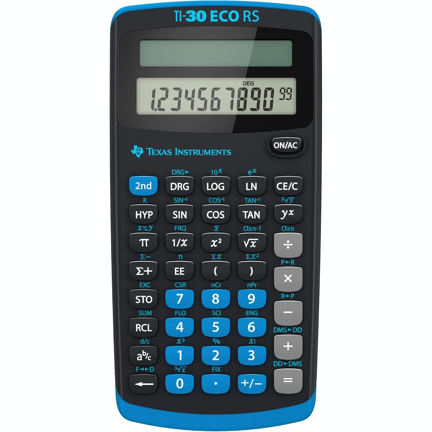 273812 - TEXAS INSTRUMENTS Kalkulator Shkollor TI-30 ECO RS, Teknik-Shkencor (Ekran me një Rresht 10-Shifror, Me Energji Diellore) i Zi