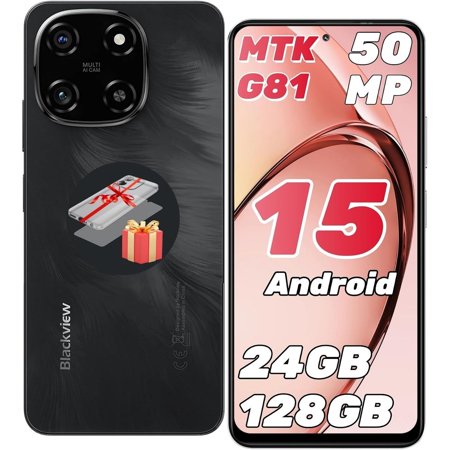 319380 - BLACKVIEW Telefon celular Color 6, 8GB Ram+128GB/2TB, MTK G81, Octa Core, 50MP+13MP, Android 15, 6.67" 90Hz 5000mAh