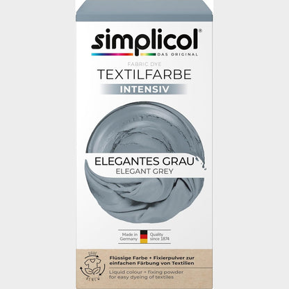 258168 - Ngjyrues Intensiv Tekstili simplicol, Gri Elegante, ngjyrosje e lehtë në lavatriçe, ngjyrosës i lëngshëm dhe pluhur fiksues, 1 pako