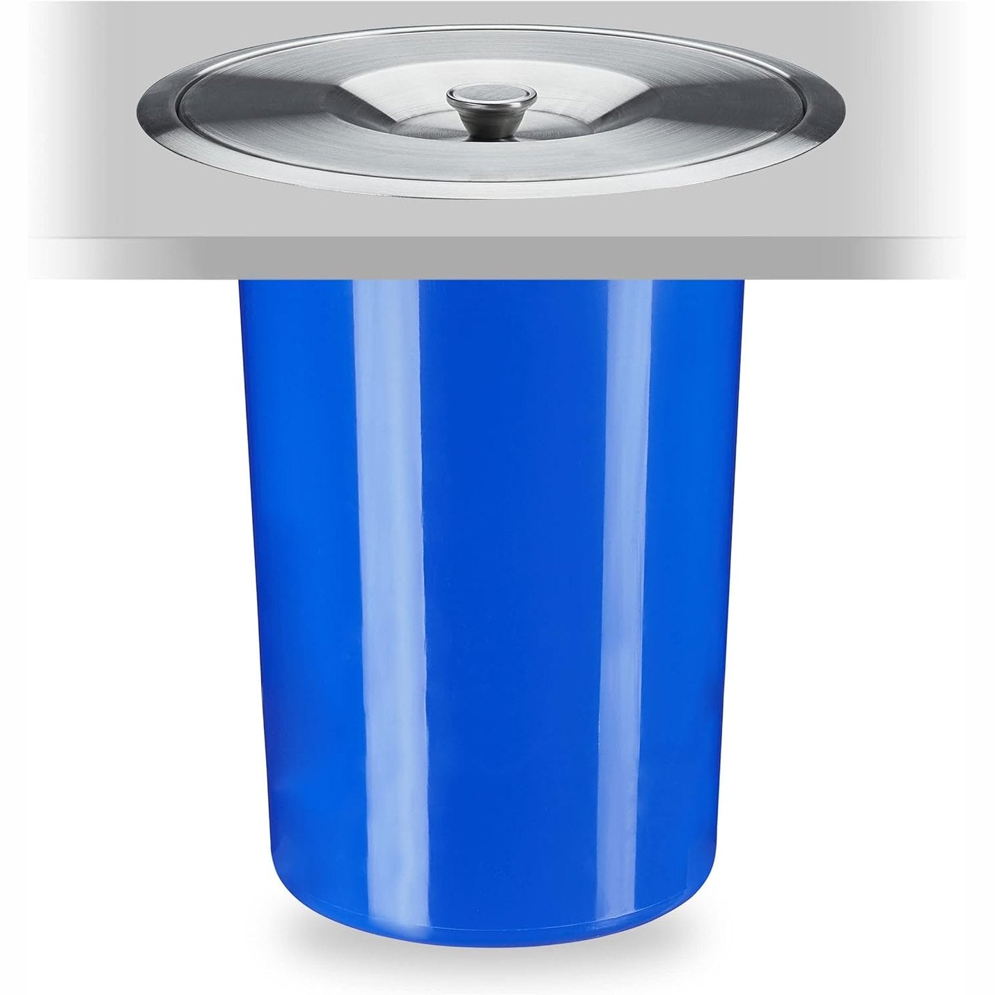 222062 - RELAXDAYS Kosh mbeturinash për banak, 8 l, për mbeturina organike, kapak çeliku inox, Lartësi x Thellësi: 30 x 26.5 cm, blu