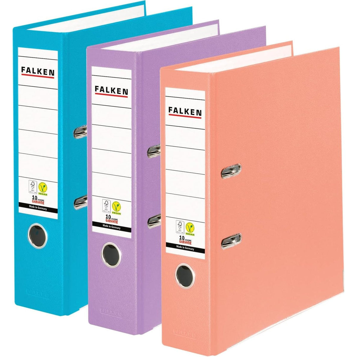296207 - Dosje FALKEN 3x PP-Color, 8 cm e gjerë, DIN A4, 3 ngjyra pastel të ndryshme