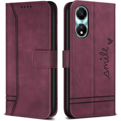 295412 - MBROJTËSE BRAVODAY PËR HONOR X5 PLUS, Mbrojtëse prej lëkure PU me hapje dhe vende për karta, e kuqe vere