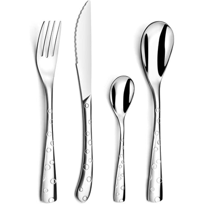 195633 - AMEFA - Set me 24 Pjese Takëmash Inox për 6 Persona me Përfundim të Lëmuar - Modeli Flokë Dëbore