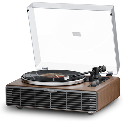 295025 - Gramafon vinili Bluetooth, Gramafon HiFi me Altoparlantë të Integruar, Paraamplifikator Fono, Fishek AT-3600L, 2 Shpejtësi 33/45 RPM, Gramafon Vintage (Arre)