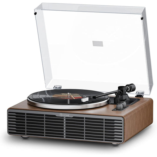 295025 - Gramafon vinili Bluetooth, Gramafon HiFi me Altoparlantë të Integruar, Paraamplifikator Fono, Fishek AT-3600L, 2 Shpejtësi 33/45 RPM, Gramafon Vintage (Arre)