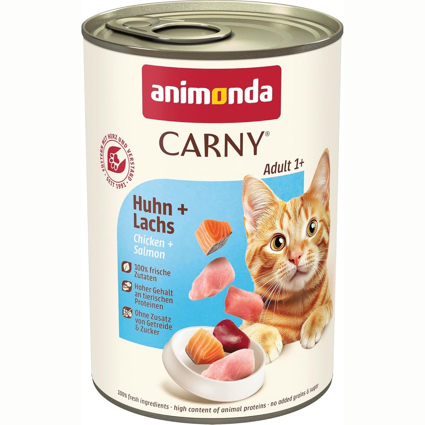 224202 - ANIMONDA Carny Adult Chicken + Salmon, 6 x 400 g, ushqim i lagësht për mace të rritura, pa drithëra, pa sheqer