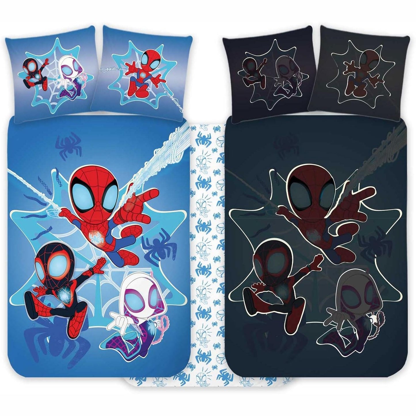 213640 - SPIDEY Set çarçafësh për fëmijë 100 x 135 cm + Mbulesë jastëku 40 x 60 cm, 100% Pambuk, Çarçafë për foshnje që shkëlqejnë në errësirë