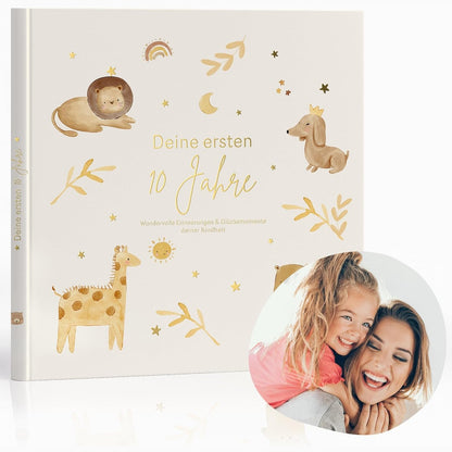 218314 - MeinBaby123® - Albumi për Fëmijë 10 Vjetët Tuaja të Para, I veshur me ar me cilësi të lartë