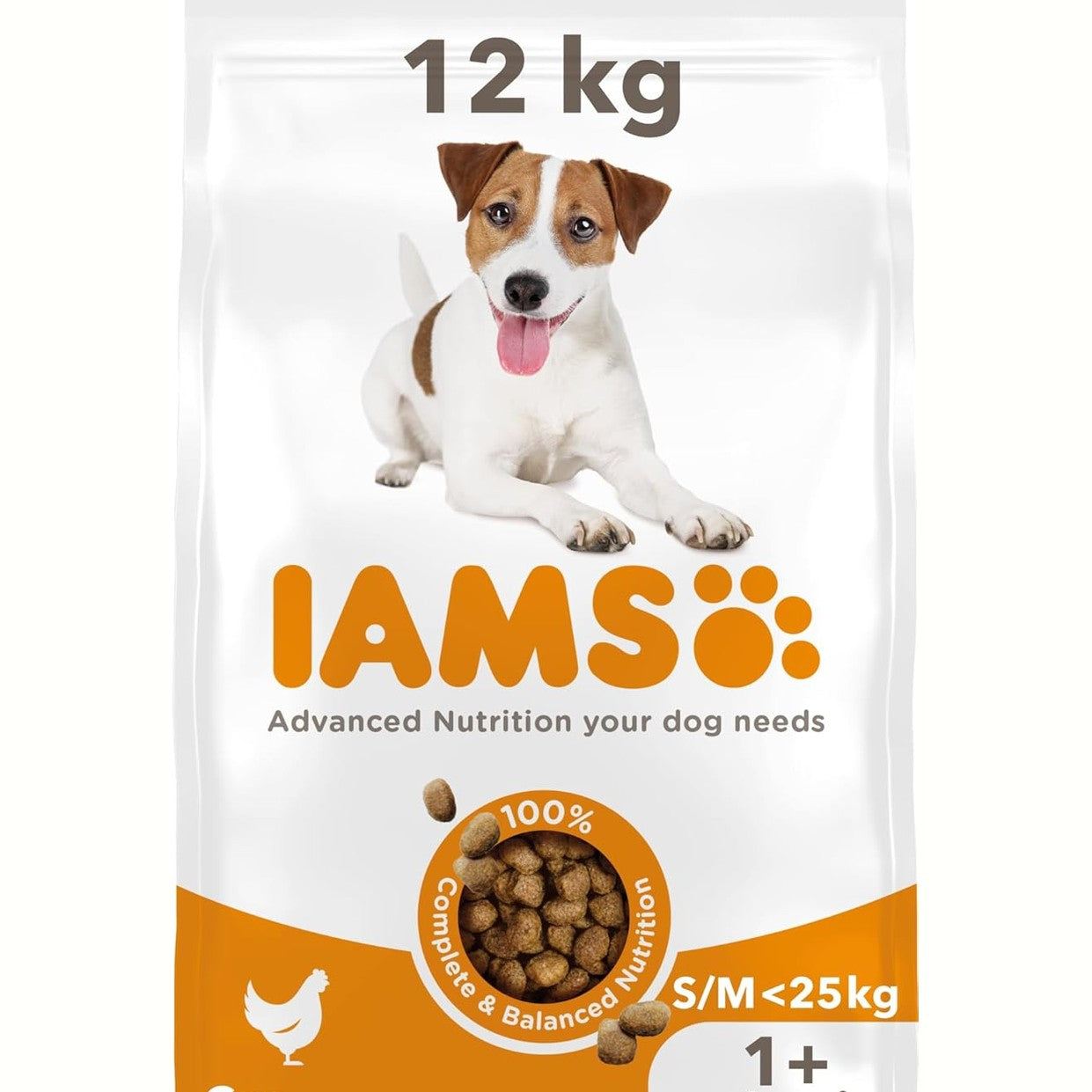 226703 - IAMS Ushqim i thatë për qen me pulë, 12 kg, për qen të rritur, të vegjël dhe të mesëm